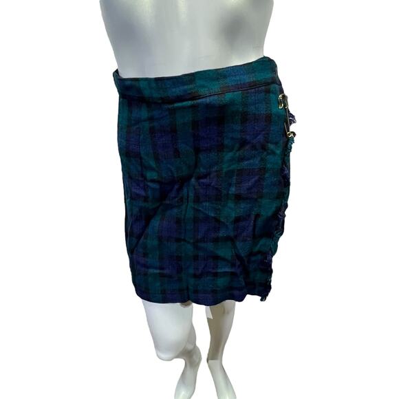 Vintage 1980s Stefano International Blue & Green Plaid Wrap Skort - Size 10 - Picture 11 of 16